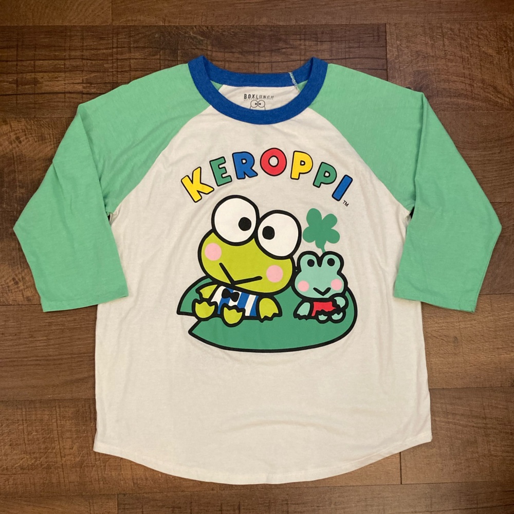 Sanrio Keroppi Raglan Tee 3/4 Sleeve Kawaii Harajuku Kidcore Coquette Size L